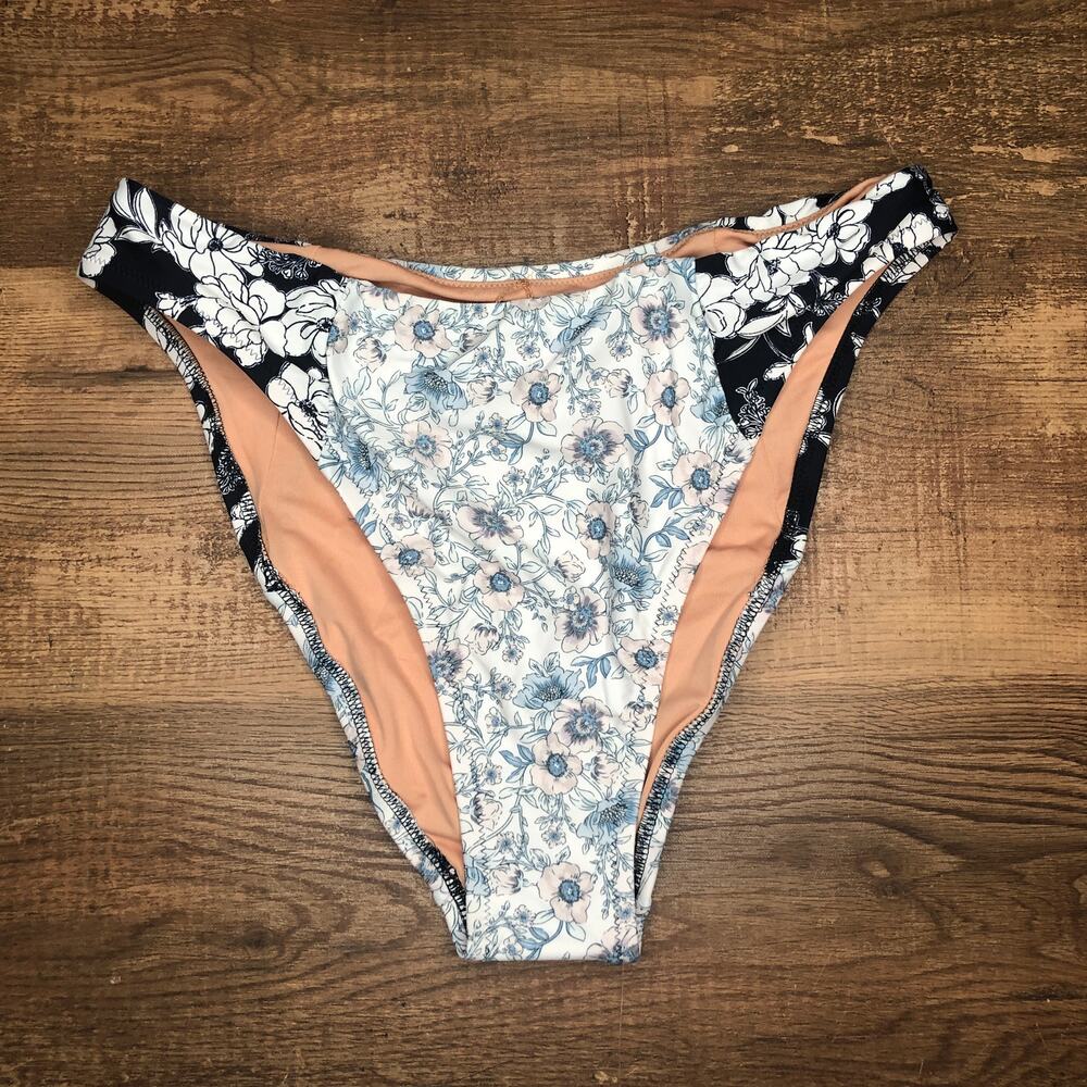 J. Crew High Rise Cheeky Bikini Bottom Mixed Magnolia Floral Size Medium NWT